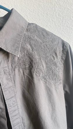 Vintage Y2K Grey Embroidered Western Button Up