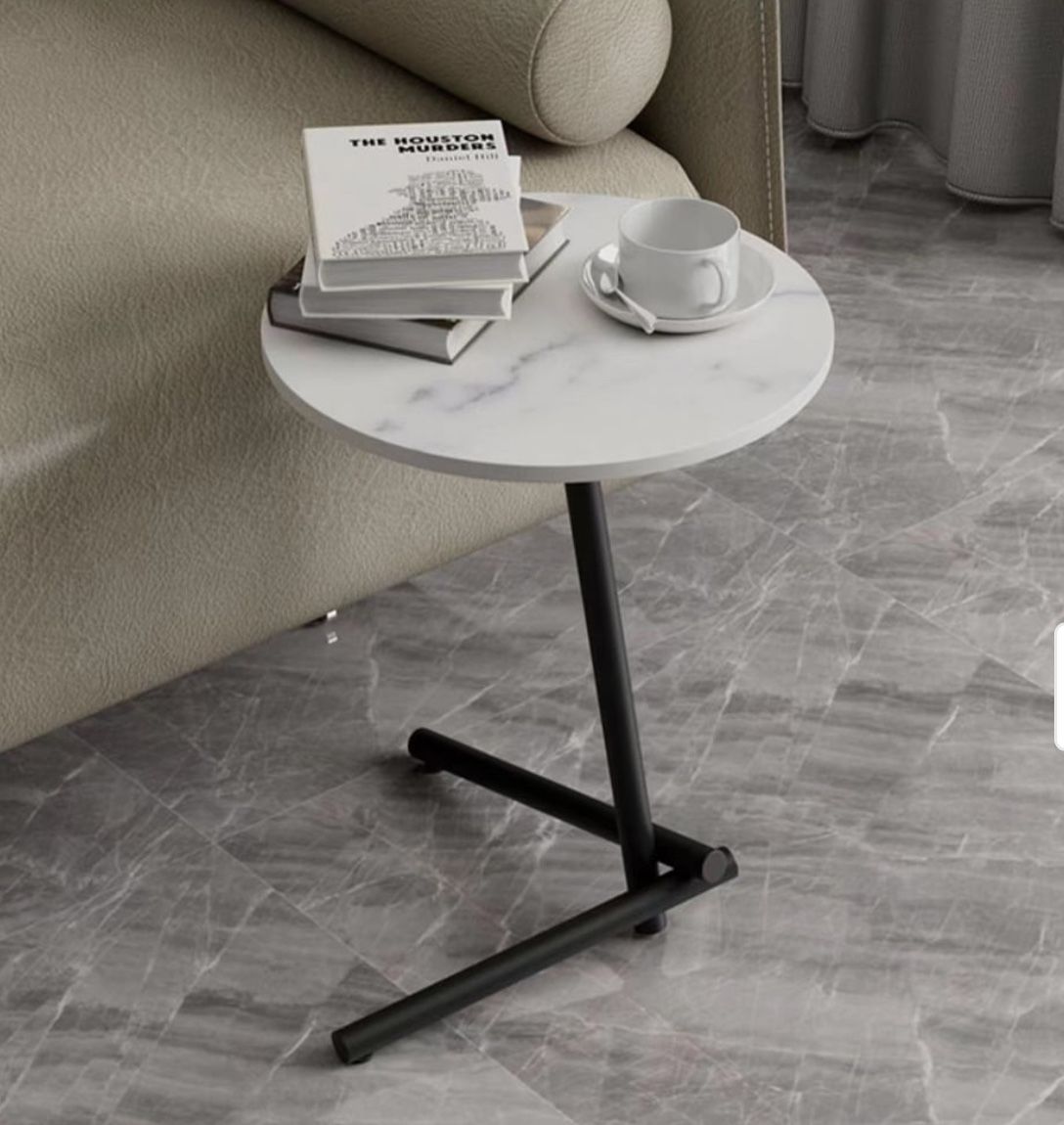 Marble Round Side End Table white Color Top for Small Space