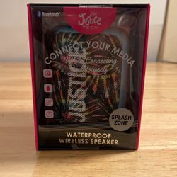 Justice Tech Splash Zone Powerful Bluetooth IPX5 Waterproof Wireless Speaker-NEW