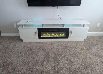 70 in tv stand with electric fireplace that works with heat
