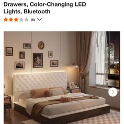 Like-New KING LED Storage Bed Frame w/ Bluetooth, Drawers — Only $300 (Ventura, Available Sept 25)