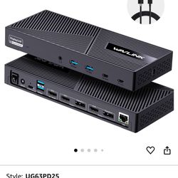 WAVLINK USB-C Triple Display Docking Station – 3x HDMI, 2x DisplayPort, 100W PD, 6x 10Gbps USB Ports, Gigabit Ethernet for MacBook M1/M2/M3/M4, Window