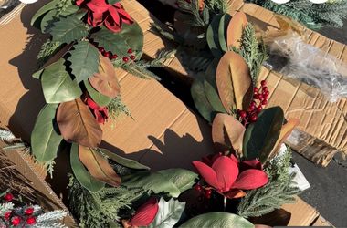 Magnolia & Pine Floral Holiday Garland by Kim Gravel Cranberry