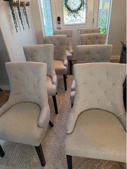 8 Grey Tufted Dining Chairs