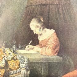 Gerard Terburg TER BORCH The Letter Original Vintage Fine Art Print 1930’s Dutch USA Printed Antique Collectible Ephemera