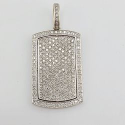 14k white gold 3ctw diamond dog tag pendant