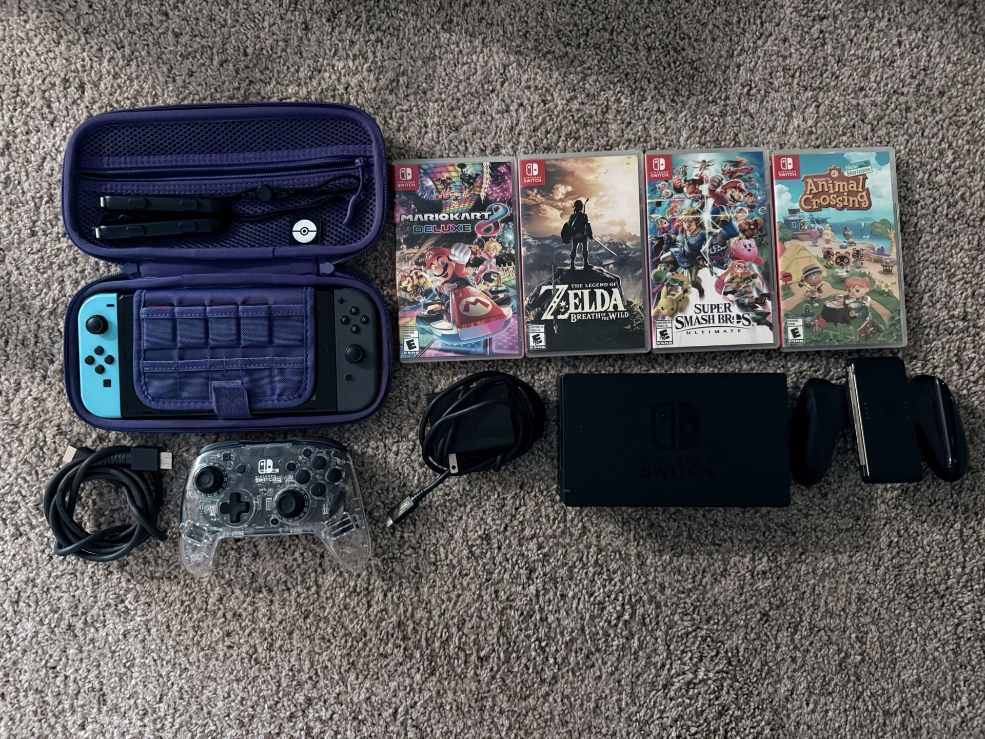 Nintendo Switch + Games + Case