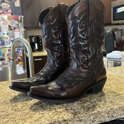 Laredo Men’s Cowboy Boots 9.5 D Brown Snip Toe