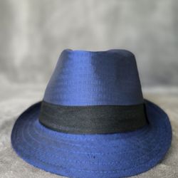 Blue Fedora Hat with Black Band – Classic Style – Excellent Condition