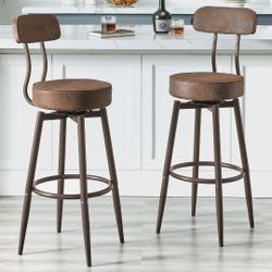 Bar Stools with Back Set of 4, Swivel Kitchen Counter Stools,

