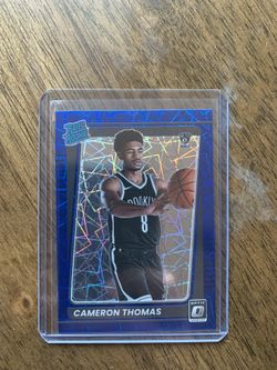 2021-22 Donruss Optic Cam Thomas Rated Rookie Blue Velocity Prizm RC #153 Nets