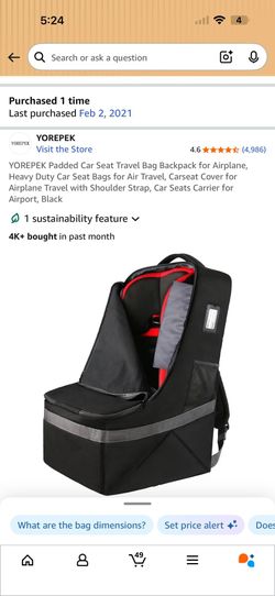Car Seat Travel Backpack