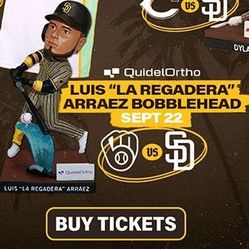 Padres Tickets Luis Arraez Bobblehead Night! Upper Level Below Box Office Prices