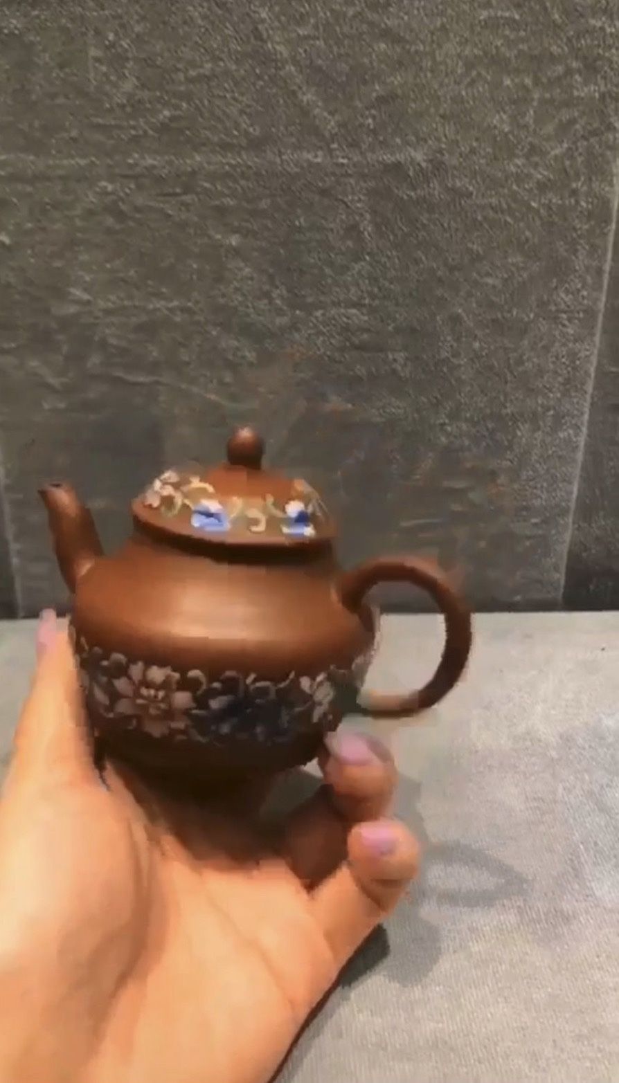 Antique clay enamel color purple clay pot, raw ore clay, 120CC, signed: ten years of the Republic of China Fu Ji supervision, process: hand-refined, m