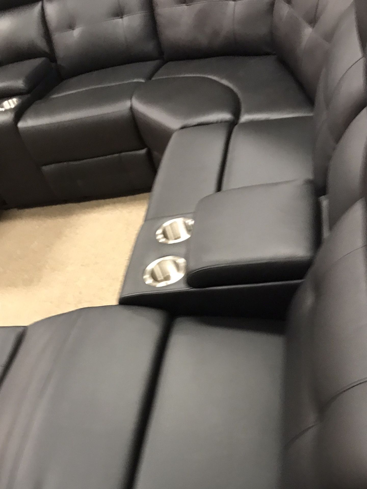 Tufted Black Reclining Sectional