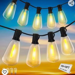  100FT LED Outdoor String Lights, Patio Deck Lights with 50+4 Shatterproof ST38 Edison Bulbs, Dimmable Warm White Waterproof Outside Hanging Lights Co