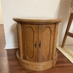 Vintage Wood Side Table With Storage