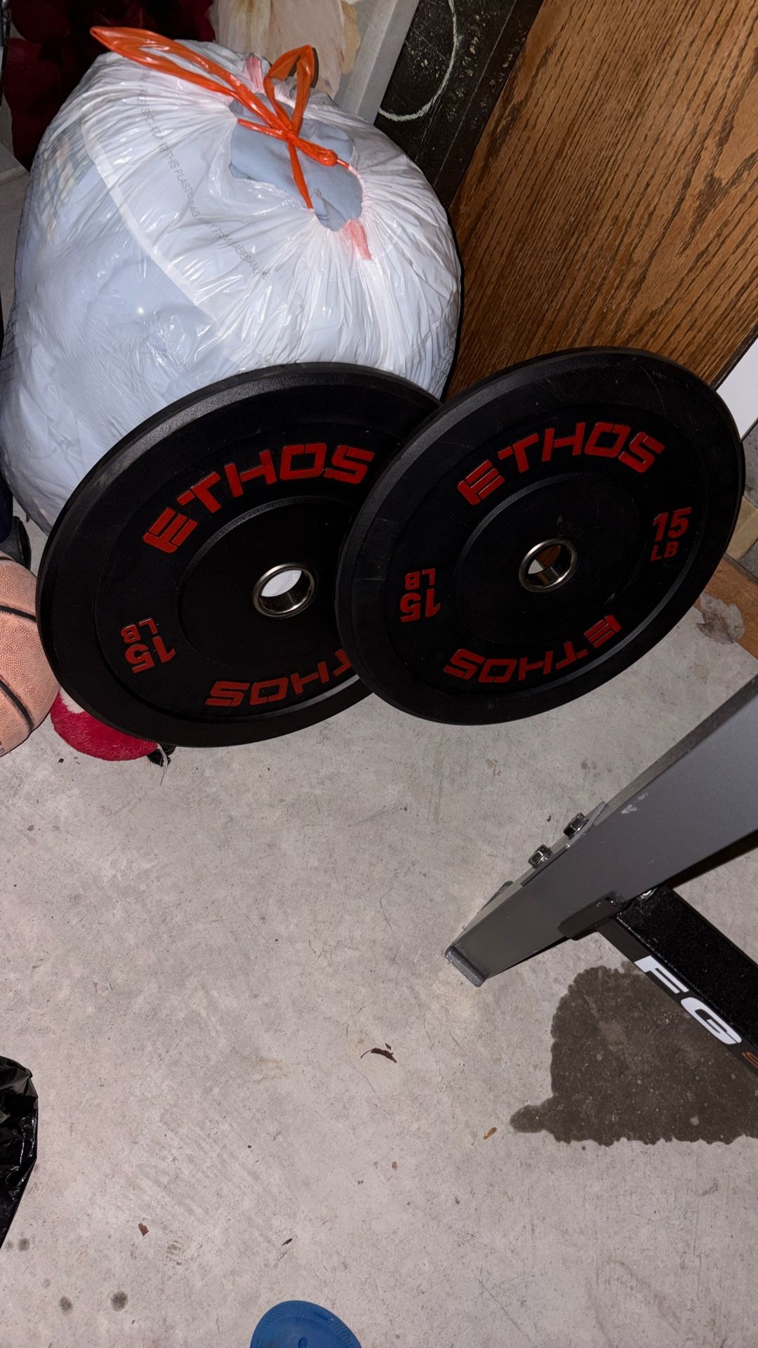 Two 15lb Rubber Weight Plates