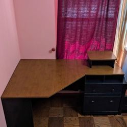 Reversible Corner Desk , Printer Stand 2 Drawers 