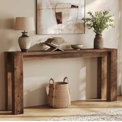 XK00839 Solid Wood Console Table for Entryway, 70.9-Inch Extra Long Farmhouse Sofa Table Behind Couch, for Living Room, Foyer, Hallway, Entrance, Rust