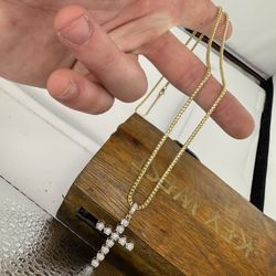 Gold Necklace and cross pendant