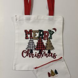 The Red Merry Christmas Tote Bag with Small Pouch