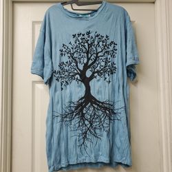 Legal Pajamas Organic Cotton Crinckle T-Shirt in Baby Blue With Black Tree Size (S) (L)