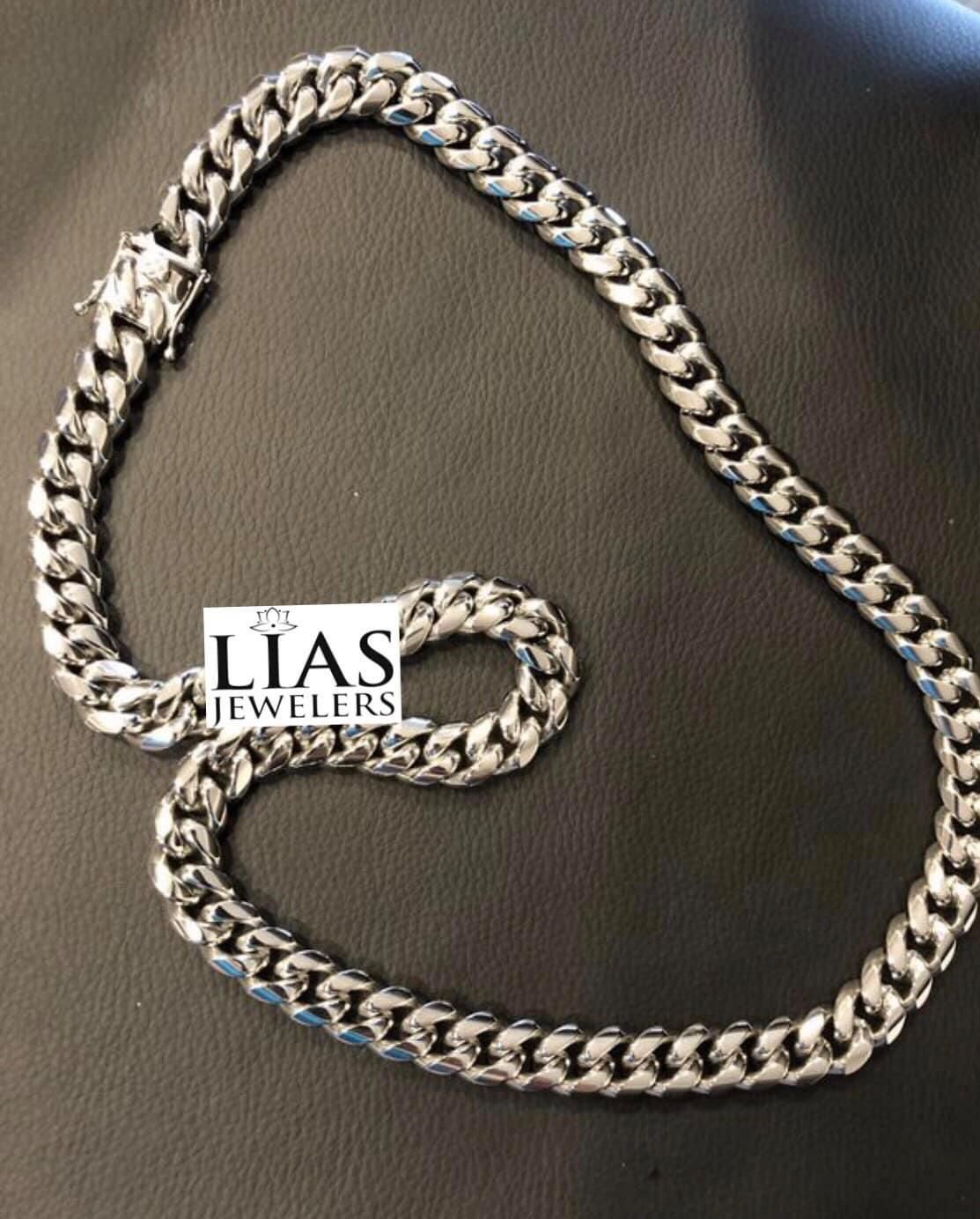New 18k White Gold Cuban Link Chain