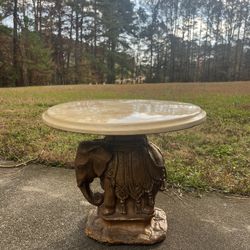1960s Hollywood Regency Gold Elephant Marble Top Side Table