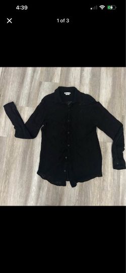 Zara Black Lace Button-Up Long Sleeve Shirt
