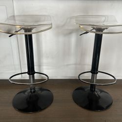 X2 Clear Acrylic Lucite Bar Stools With Hydraulic Height Adjustment - MOVING SALE