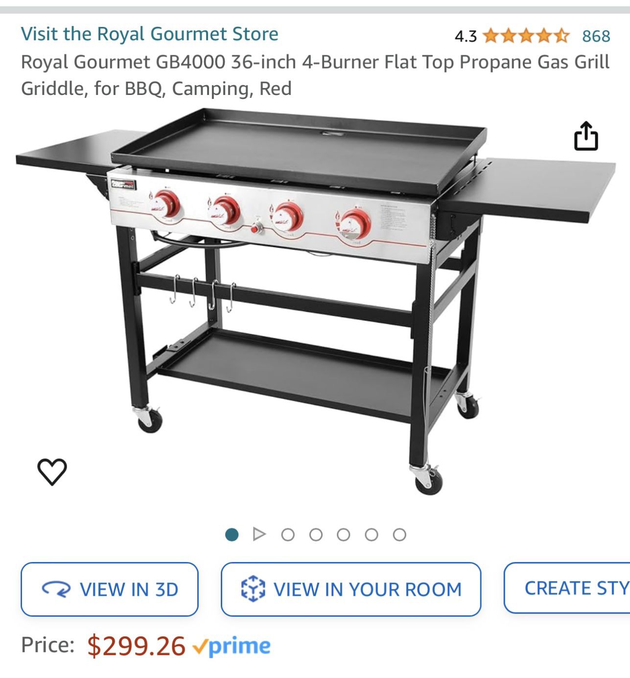 36-inch 4-Burner Flat Top Propane Gas Grill Griddle