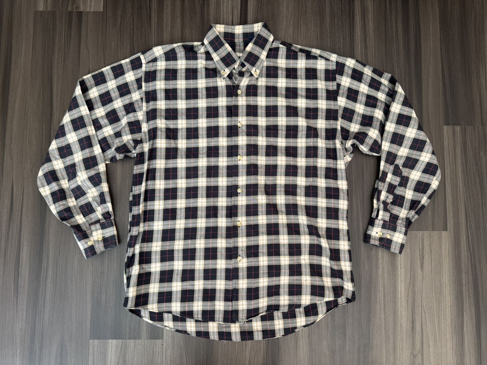 Burberry London Long Sleeves Button up Plaid Pocket Men’s Medium