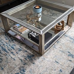 Z Gallerie Coffee Table Glass & Mirror & Wood