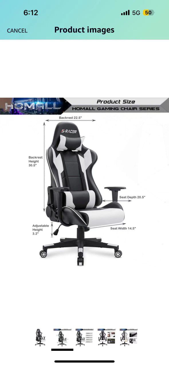 Gaming Chair, Office Chair High Back Computer Chair Leather Desk Chair Racing Executive Ergonomic Adjustable Swivel Task Chair with Headrest and Lumba