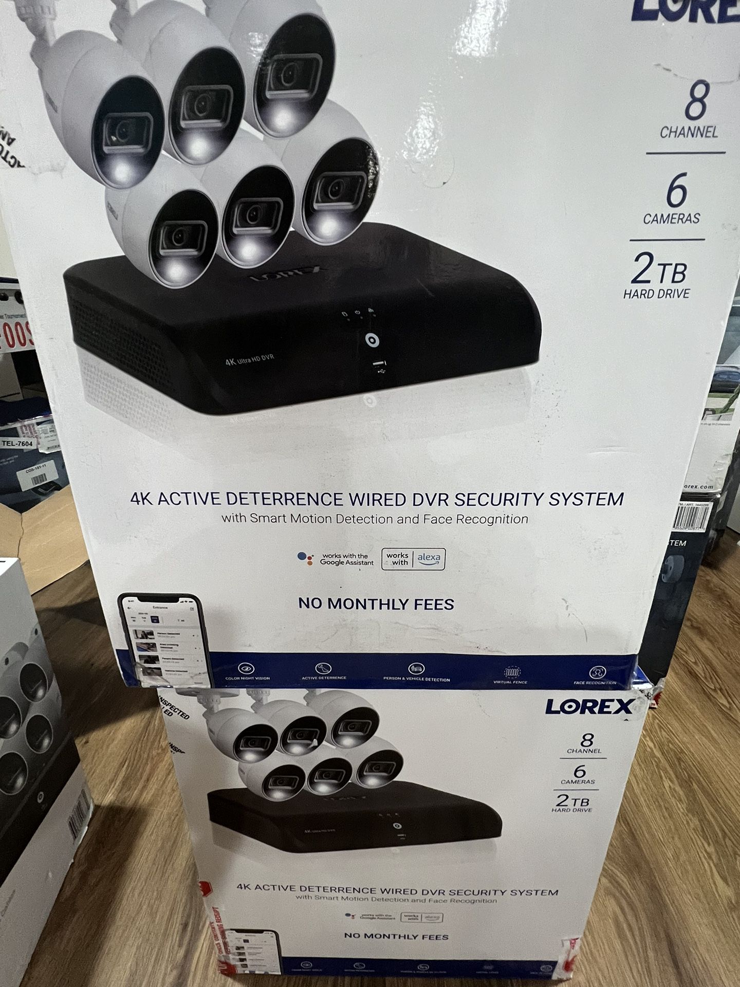 LOREX 4K UHD TD8712R8D6-E Security Surveillance 6 Camera 2TB 8-Channel Brand New