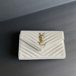 White And Gold Ysl Purse 