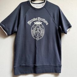 Brooks Brothers 100% Cotton Short Sleeve Crewneck Sweatshirt Logo Sz M