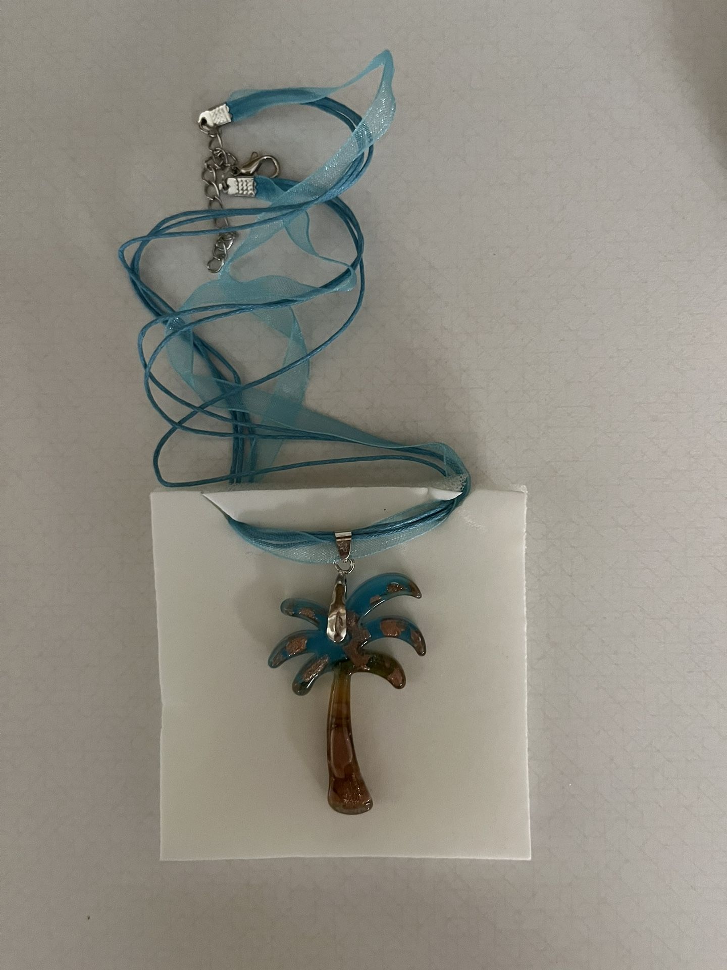 Glass Palm Pendant Necklace