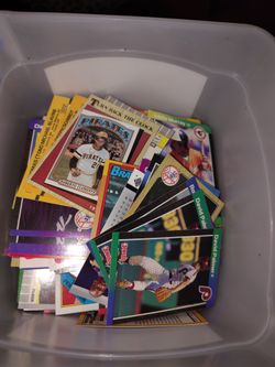 Bucket of baseball cards