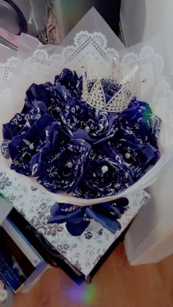 Blue bandanna bouquet