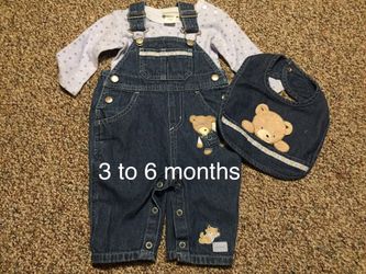 Baby boy carters 3 to 6 months overalls Teddy with matching bib