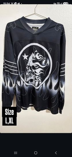 HELLSTAR BLACK SKULL FLAME MESH JERSEY  NEW COLLECTION