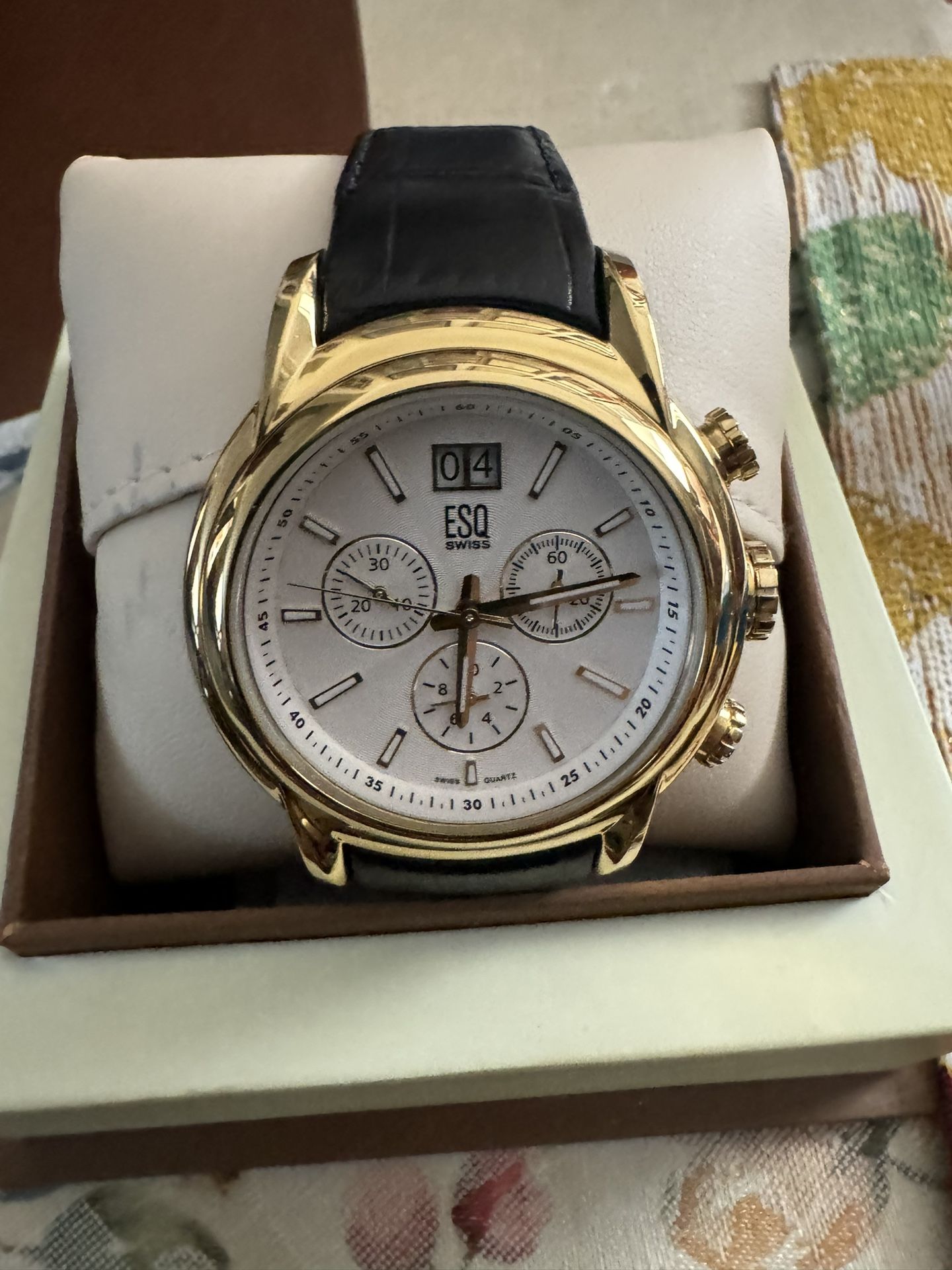 ESQ Movado Men's Quest Chronograph Leather Strap Watch