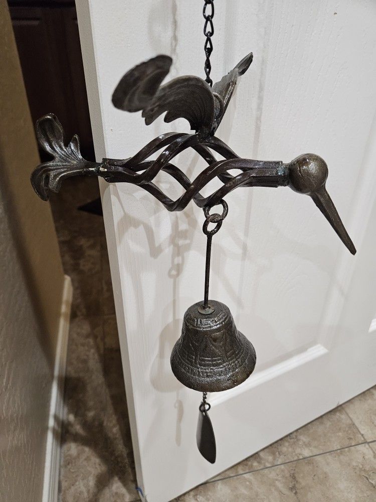 Wind Chime Humming Bird, Metal, HEAVY, never Used, Giftable See Discription For Size 20.00, VERY NICE!