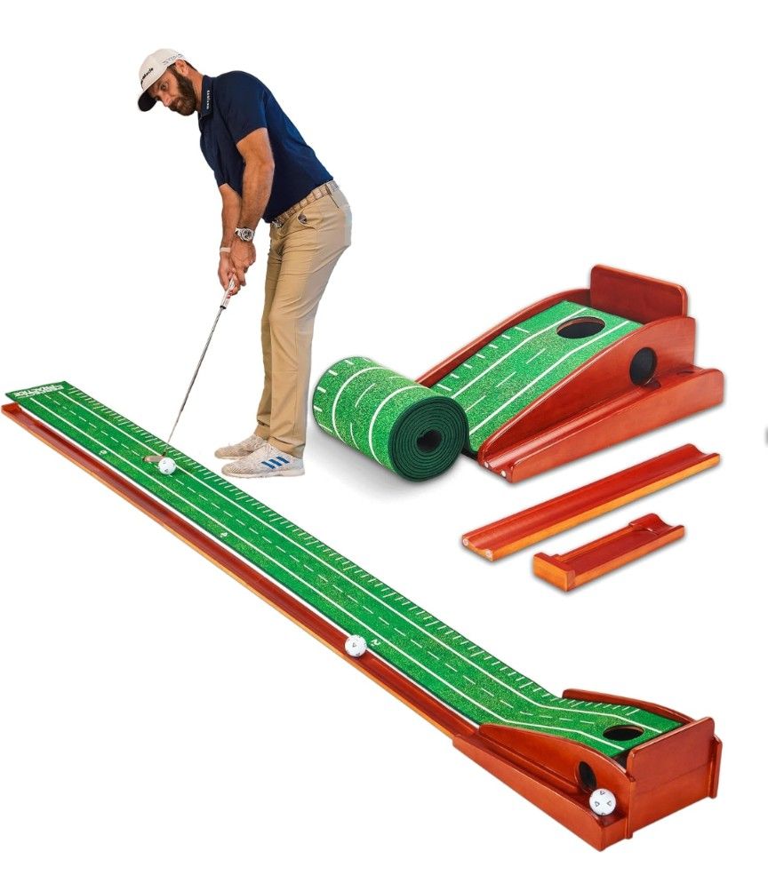 PERFECT PRACTICE Compact Putting Mat - Indoor Golf Putting Green w/Reduced-Sized Hole - Putting mat for Indoors and Outdoors Practice - Golf Training
