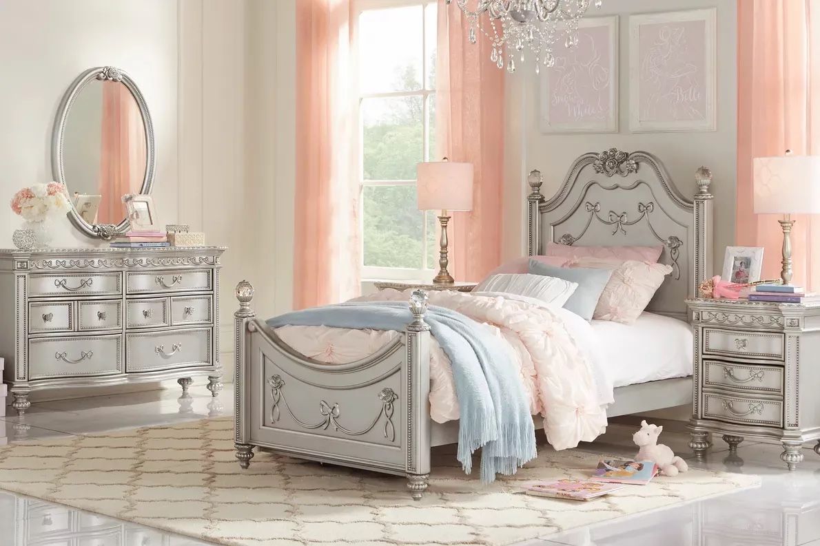 Girls Disney Princess Bedroom Set Platinum Full Size Sleigh Bed
