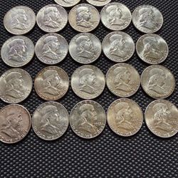 22 Franklin half dollars