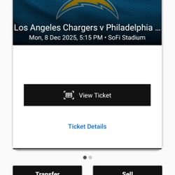 EAGLES CHARGERS TICKETS DEC 8TH
