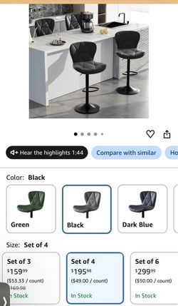 4 black bar stools